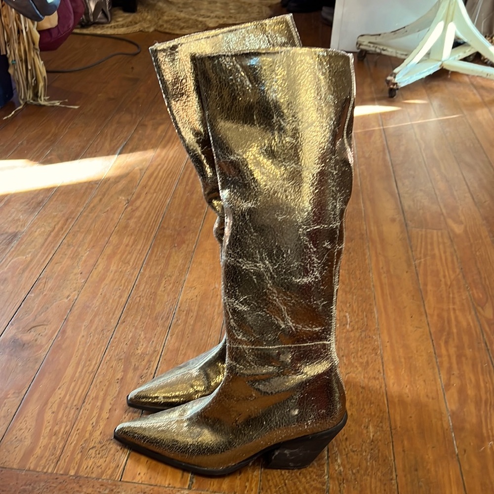 Free People Metallic Gold Boots, size 8